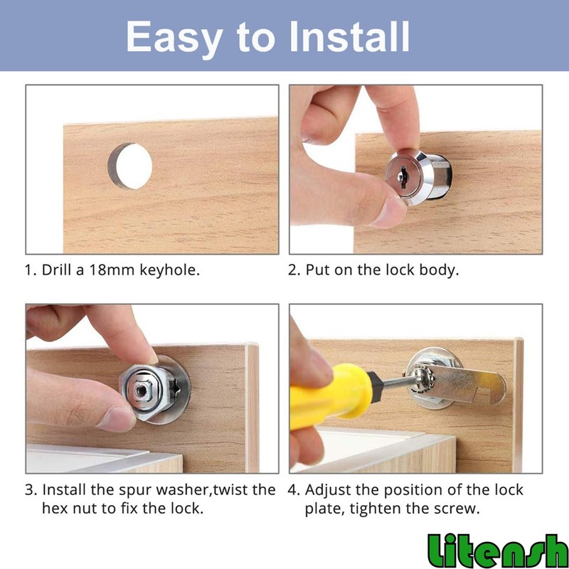 Litensh 2PCS Security Mailbox Lock with Different Keys, 16mm Letter