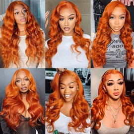Ginger Bundles Color 350 Body Wave Human Hair Bundle Color 350 Orange 1 Bundle 32 Inch Fridnae Hair Ginger Body Wave Bundles Double Weft Extensions