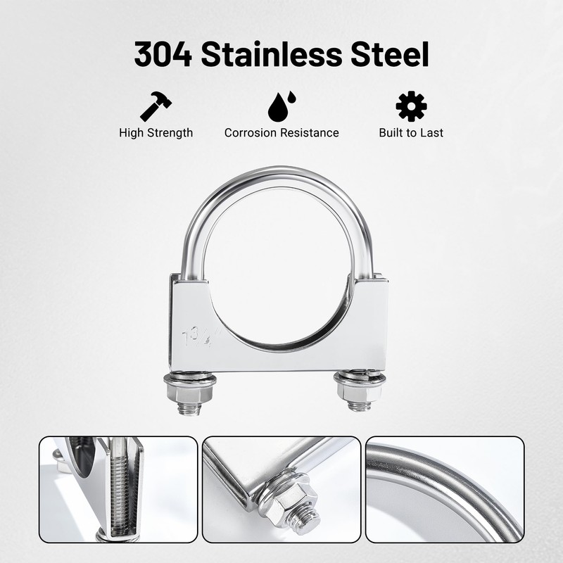 EVIL ENERGY 1.75" Heavy Duty U Bolt Exhaust Clamp, 1