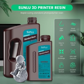 SUNLU 3000g Standard Resin for 3D Printer, Fast-Curing Photopolymer Resin for LCD/DLP/SLA Printers, 395-405nm UV, Low Shrinkage and High Precision, 3KG Dark Grey