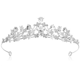 Braut-Tiara mit Kristallranke, Silber, Vintage-Strasskrone mit Wassertropfen, für Hochzeiten, Brautschmuck und besondere Anlässe, elegantes Haar-Accessoire