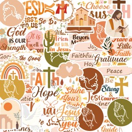 Aposwow Christian Vision Board Stickers - 50Pcs Boho Christian Stickers for Journaling, Bible Verse Christian Planners Stickers, Aesthetic Faith Jesus Stickers for Prayer Board, Scrapbook