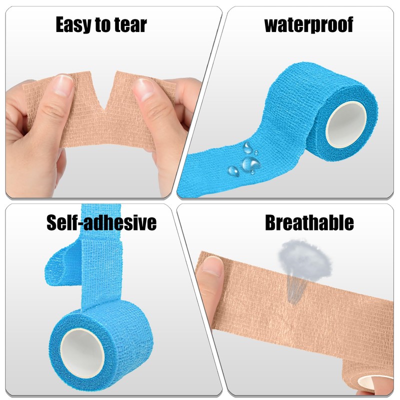 Twavang 6 Pack 2 Inches Self Adhesive Bandage Wrap Breathable