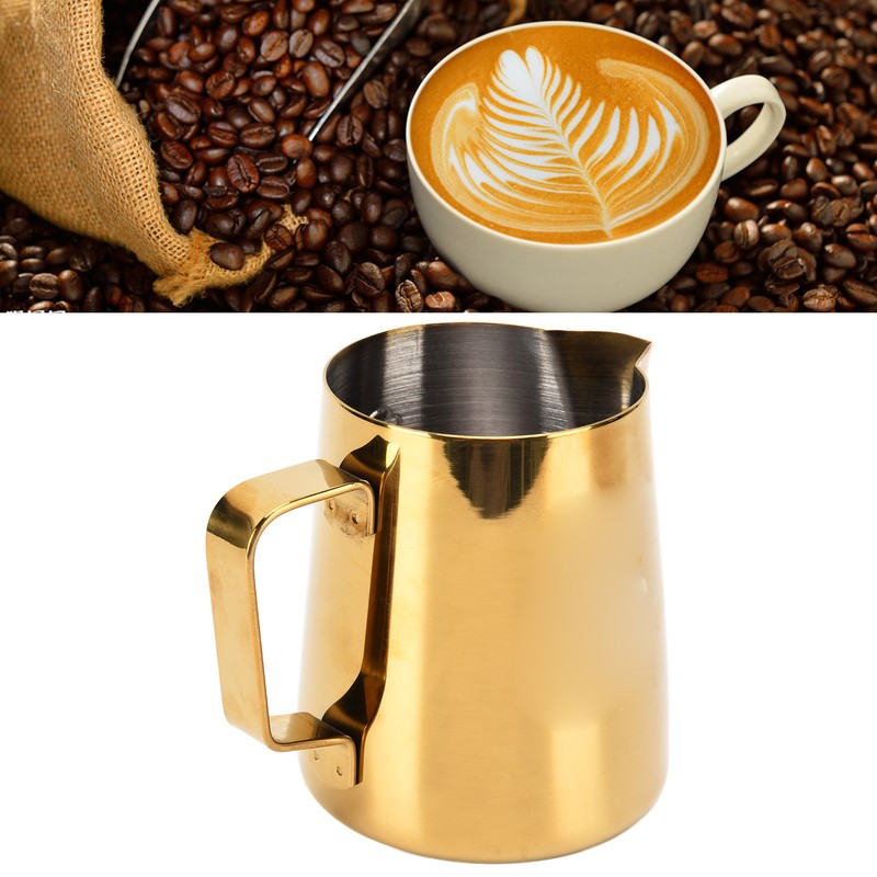 380ML Coffee Pitcher Cup Bright Gold Stainless Steel Coffee Milk