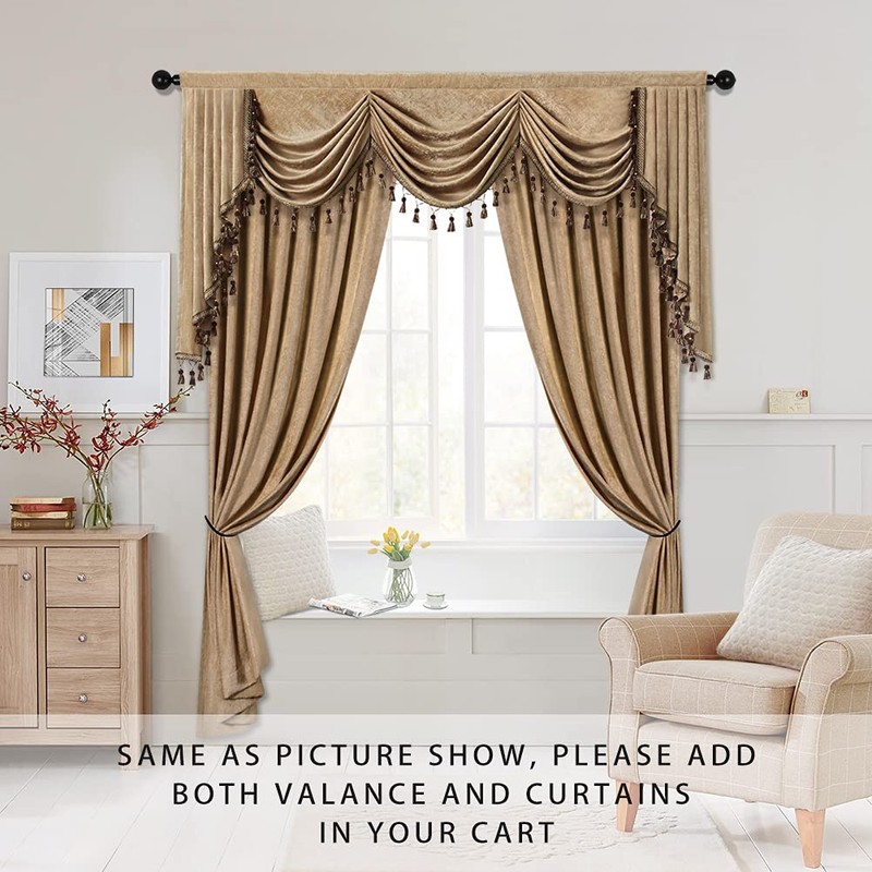 ELKCA Thick Chenille Window Curtains Valance for Living Room Coffee