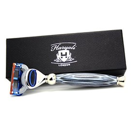 Haryali London 5 Edge Shaving Razor with Black Animal Print Handle Beard and Mustache Safety Razor for Mens Perfect Shave