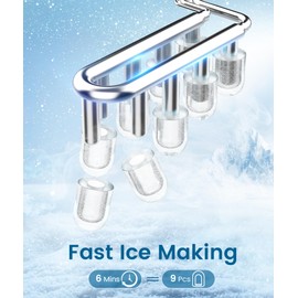 Ice Makers Countertop, Portable Ice Machine with Carry Handle, 26.5lbs/24Hrs, 6Mins/9 Ice Cubes, Self-Cleaning Countertop Ice Maker with Ice Basket/Scoop,for Home Bar Camping RV(Black)