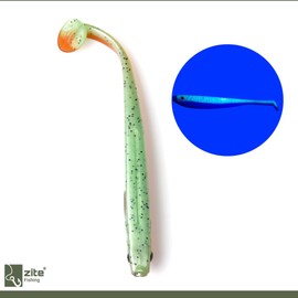 Zite Fishing Rubber Fish Zander Set - InZite Shad 12 cm Various Colours - Pack of 15 Catchy Rubber Baits Zander Fishing - Soft Bait Fishing Lure UV-Active (Green Tomato)