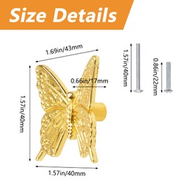 MOROBOR Butterfly Drawer Knobs, 6pcs Gold Zinc Alloy Butterfly Pull Handle Hardware Cabinet Konbs for Wardrobe Cupboard Closets Cupboard