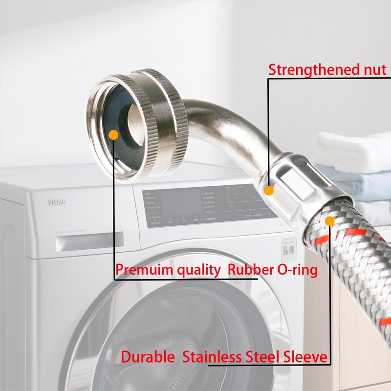 WHK 2 Pack 10ft Washing Machine Hoses Stainless Steel Washer