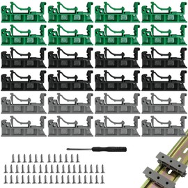 24 Pieces (12 Sets) DIN Rail Adapter Set, Terminal Blocks, DIN Rail, PCB DIN C45 Rail, Circuit Board Mounting Holder, PCB Mounting Bracket Holder Clip (48 Screws, 2 Screwdrivers)