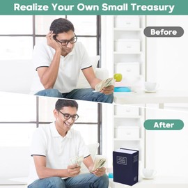 Book Safe With Combination Lock, ALLOMN Dictionary Hidden Safe with 3 Digit Combination Lock, Portable Safe, Book Safe Lock Box Perfect for Coins, Cash, Money and Jewelry,Fireproof and Waterproof