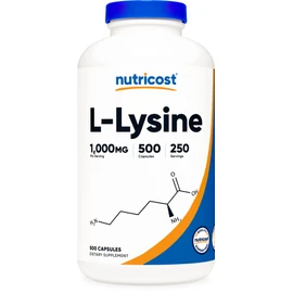 Nutricost L-Lysine 1000mg Per Serving, 250 Servings, 500 Capsules - Gluten Free, Non-GMO, 500mg Per Capsule