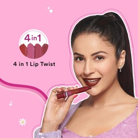 SUGAR POP 4 in 1 Lip Twist - 03 Bare Perfection | Multi-use Stackable Lipsticks for Women | Satin Matte Hydrating Formula | 6.4g