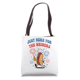 I'm Just Here For The Wieners Funny 4th of July Hot-Dog Tote Bag