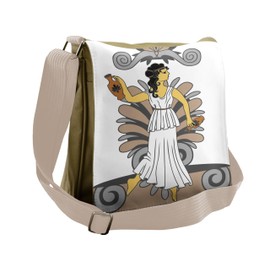 Ambesonne Retro Messenger Bag, Woman with Amphora, Unisex Cross-body