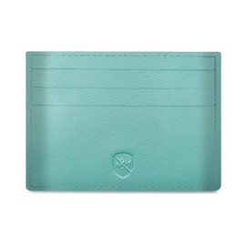 ALLEN & MATE Leather Card Holder Slim Wallet, RFID Blocking Minimalist Wallet Credit Card Holder, Holds Cards and Bank Notes (Lagoon Minimalist Edition)