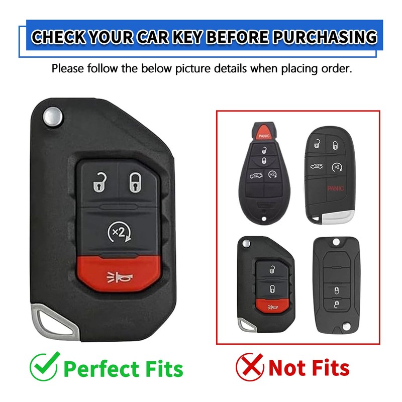 TOMALL for Jeep Key Fob Cover with Keychain, 4 Buttons