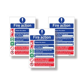 Stcky Fire Action Notice Sign - 20 x 30 cm Ideal Sized Fire Safety Signs [Pack of 3] | Safety sign, Vinyl sticker
