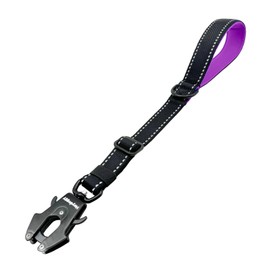 Strong Heavy Duty Dog Leash - Adjustable Short Dog Leash 15"-18", Reflective Nylon Training Leash with Padded Handle & Frog Clip, Traffic Control for Large Medium Dogs No Pull Walking Black Purple