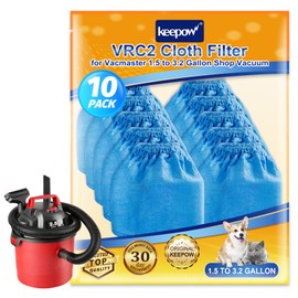 KEEPOW VRC2 Cloth Filter Compatible with Vacmaster 1.5 to 3.2 Gallon Wet/Dry Vacuums, Also Compatible with Shop Vac AA155 AA256 AA255, 10 Pack