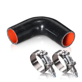 BEIJIULI 3.5" ID 90 Degree Silicone Elbow Coupler Hose with Stainless T-Bolt Clamp,Thickness 5mm,5" Leg Length,4 Layers Reinforced Turbo,Intercooler,Intake Radiator Piping