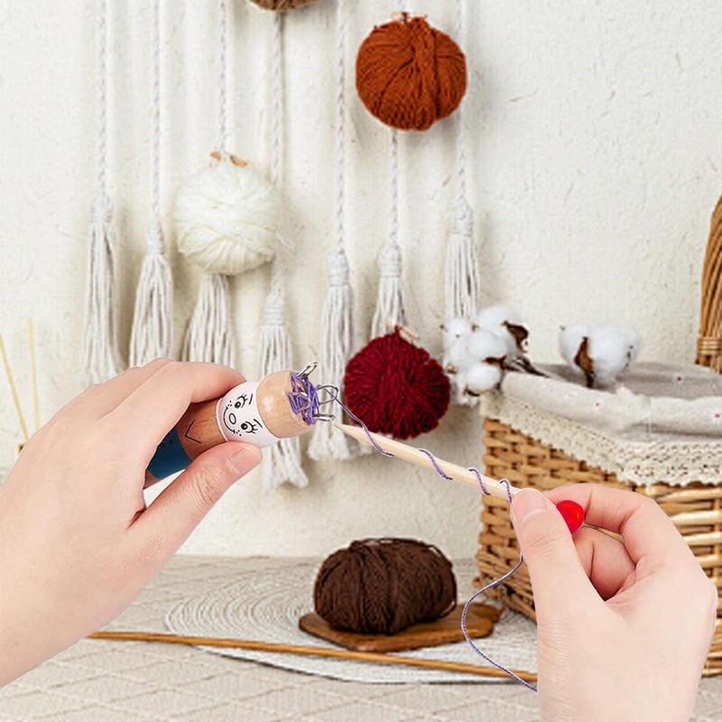 3Pcs DIY Crafts French Knitter Set Cute Unique Wooden Crochet
