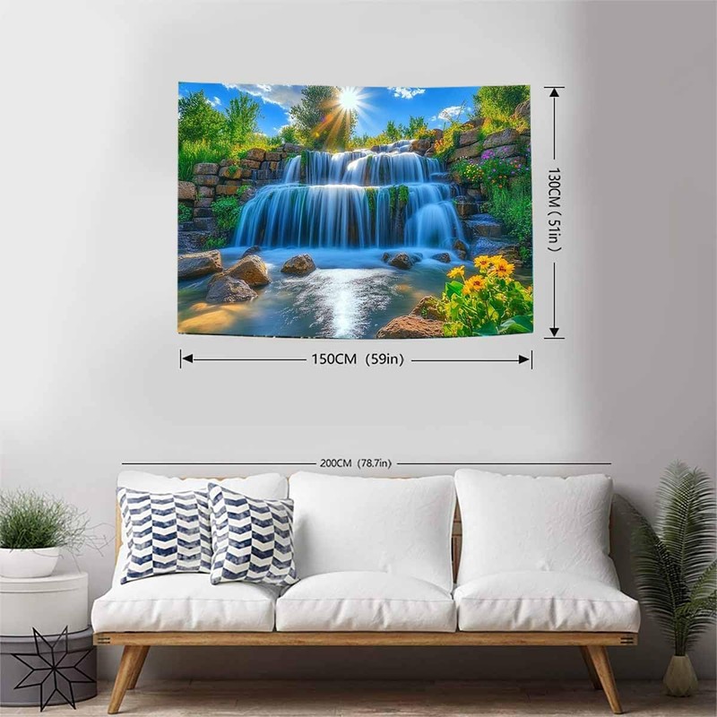FENDROM - Tapiz de cascada de flores de sol, parque,
