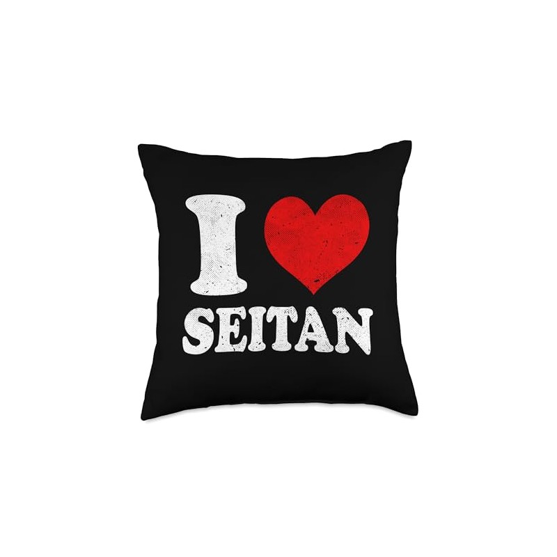 I Love Seitan Vegan Vegetarian Vintage Throw Pillow