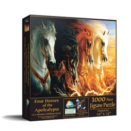 SUNSOUT INC - Four Horses of The Apocalypse - 1000 pc Jigsaw Puzzle by Artist: Lindskog-Osorio - Finished Size 20" x 27" - MPN# 68423