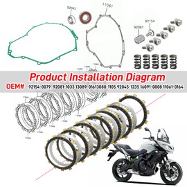 Clutch Kit & Friction Steel Plates Gasket Compatible with Kawasaki Versys 650 KLE650 2007-2020 Ninja 650 650R EX650 2006-2016