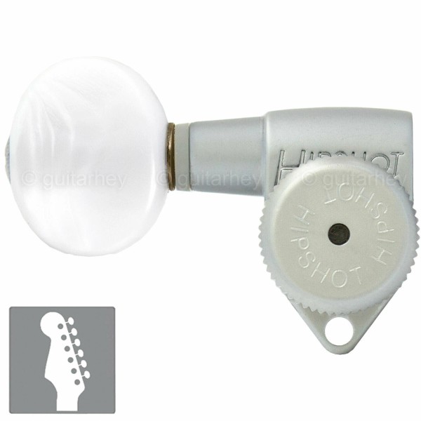 Hipshot LOCKING Keys 6 in line Non-Staggered PEARL Buttons LEFT-Handed