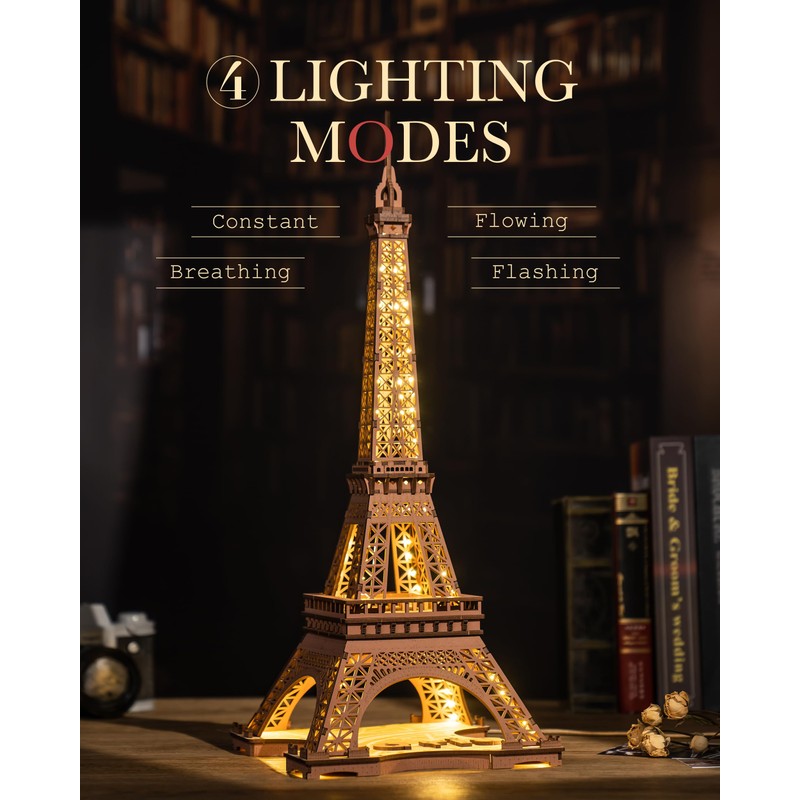 Rowood Eiffel Tower,3D Puzzle Model Kits for Adults,DIY 3D Wooden