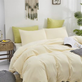 Houseri Ivory Comforter Set Queen Beige Yellow Bedding Size Off White Sets for Women Girls Cream Blanket Queen(90''*90''-Comforter)