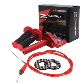 JFG RACING JFG RACING Motorcycle Throttle Assembly,7/8" 22mm Quick Twist Throttle Grips With Throttle Cable Aluminum Alloy Universal For CRF50 KLX SSR TTR 110 125 150 200 250cc Dirt Pit Bike ATV Mini Bike Red