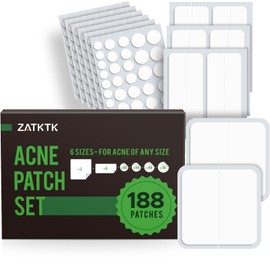 Pimple Patches (6 Sizes 188 Patches), Acne Patches for Large Zit Breakouts, Hydrocolloid Bandages for Face, Chin, Nose, Forehead, Body, Back, Neck & Chest, Round, Rectangle and Square Hydrocolloid
