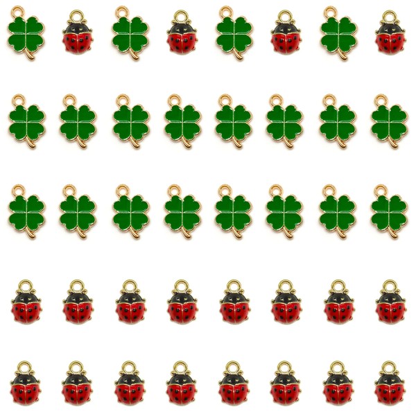 Niuhong 40 pieces clover ladybird charms pendant lucky charm four-leaf