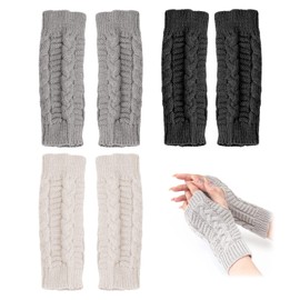 PFLYPF 3 Pairs Women Twist Gloves Woven Gloves Without Pointer Warm Autumn Winter Fashion Fingerless Gloves Suitable for Outdoor Cycling and Travel, Varied