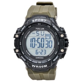 Kleffer TE-D281-KH Men's Digital Sports Watch, Waterproof, Multifunctional, Urethane Strap, Khaki, Khaki