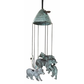 Rocky Mountain Bear and Bee Hive Abstract Art Brass Resonant Wind Chime Patio Garden Decor Great Gift for Bear Lovers Housewarming Present