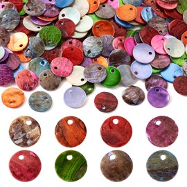 PandaHall 160pcs Natural Shell Charms Flat Round Freshwater Seashell Charms Coin Spacer Pendants for Bracelets Necklaces Earrings Jewelry Making