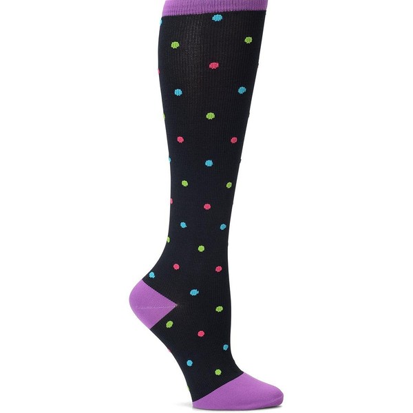 Nurse Mates Women's Compression Trouser Socks, Bright Dot, XX