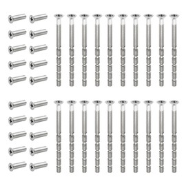 GOIYZTTR M4 Door Handle Screws (20 Pcs) with Connecting Nuts, Nickel Plated, Alloy Steel, Silver, Adjustable Length, Hardware BOLTS