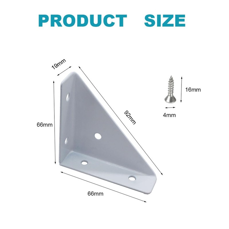 10 Pcs White Corner Brackets,Metal Triangular Shaped Corner Bracket,Heavy Duty