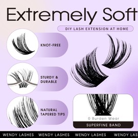 Individual DIY Lash Clusters Kit Individual False Eyelashes Natural Look Wispy Cluster Eyelash Extensions D/3D Curl Eyelash Clusters Kit with Lash Bond and Seal,Lash Tweezers Kit(30/40-D-1620 Kit)