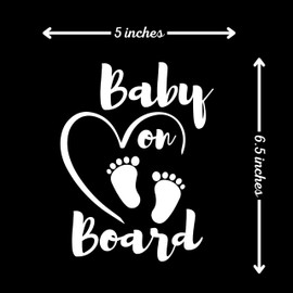 Baby on Board Signs for Car, 6.5 x 5 Baby on Board, Waterproof and UV-Resistant Baby on Board Sticker, Durable Baby Sign for Safety Awareness, Easy to Apply for Window or Bumper