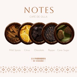 La Parroquia de Veracruz - Café de Olla 3.17 oz, Soluble Granulated Coffee, Mixed with Caramelized Sugar. Cinnamon Notes, Piloncillo and Spices, Light to Dark Cognac Color.