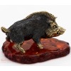 Solid Brass Amber Figurine of wild Boar pig Hog Swine