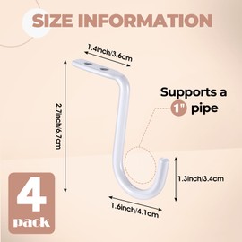 Gisafai 4 Pcs Closet Rod Center Support 1 Inch Heavy Duty Metal Wall Mount Rod Bracket Closet Rod Support Bracket Clothes Storage Hanger for Shelf Closet Rod (White)