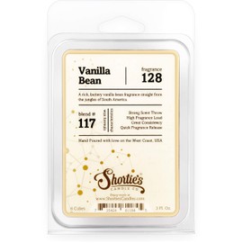 Shortie's Candle Company Vanilla Bean Wax Melts - Formula 117-1 Highly Scented 3 Oz. Bar - Made with Natural Oils - Bakery & Food Air Freshener Cubes Collection